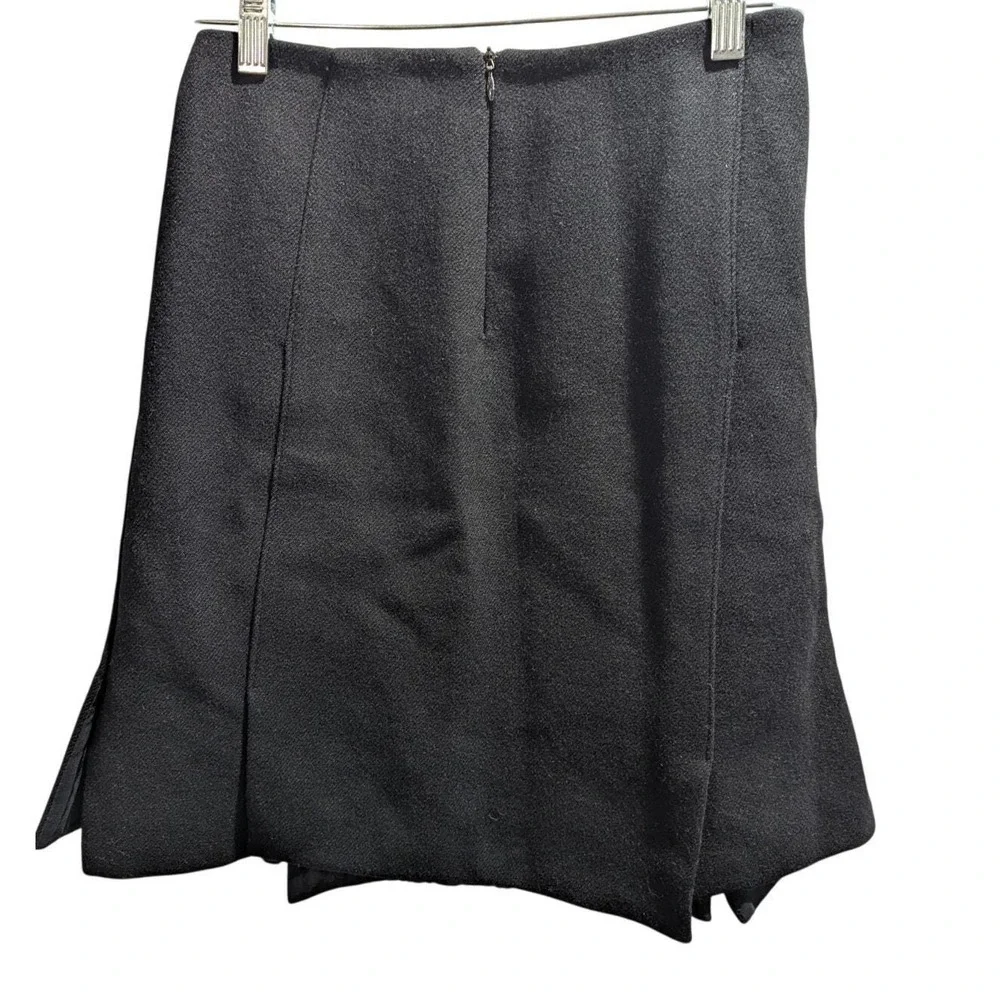 PRADA Designer‎ Black Wool Wide Inverted Box Pleats A-Line Mini Skirt Sz 40